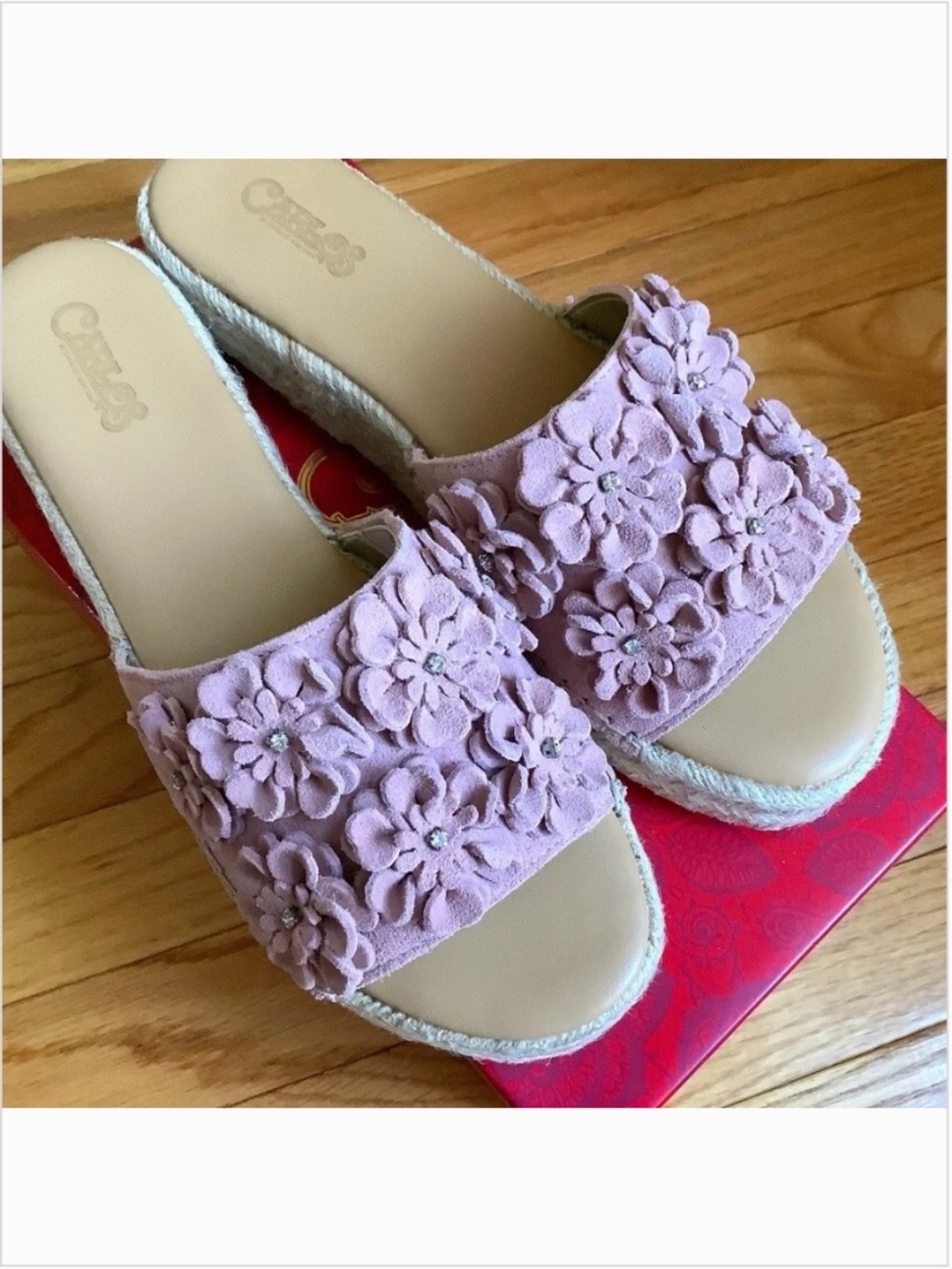 Carlos Santana Chandler Suede Slide Sandals Pink Blush SZ 9.5
